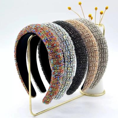 China Punk Full Diamonds Sponge New Design Baroque Women's Accessories Hair Band Headband Wide Brim Crystal Rhinestones for sale