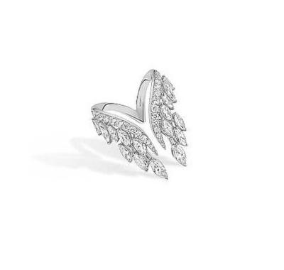 China 2022 New Angel Wings Ring 18k Silver Zircon Punk Copper 3AAA Handcrafted Fashion Jewelry Rings for sale