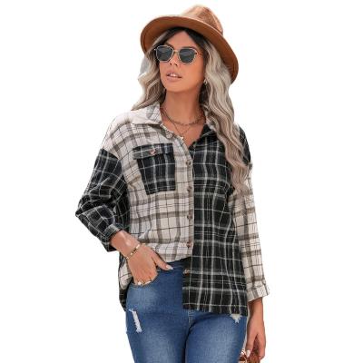 China Factory direct sale retro long sleeve shirt breathable lapel printed cotton shirt for women for sale