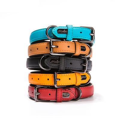 China Personalized Luxury Adjustable Waterproof Pet Collar Leather Puppy Collars for sale