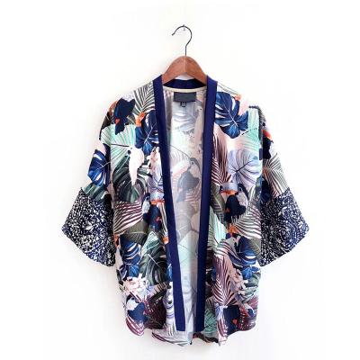 China Plus Size Casual Plus Size OEM Botanical Kimono Plus Size Patchwork Cape Outerwaer Bohemian Cardigan for sale