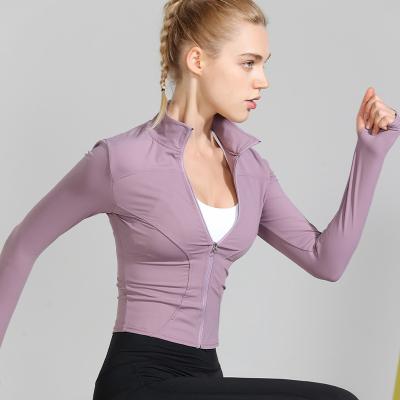 China 2022 Yoga Women's Running Track Jacket Short Wear Full Zipper- Breathable Yoga Workout With Thumb Holes for sale