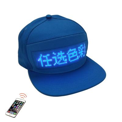 China breathable & Factory Price Waterproof Luminous Light Up Hats Led Matrix Display Pixel Phone App Control Digital Messages Show Led Hat for sale