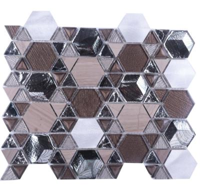 China Parquet fashion design hexagon triangle mix Athens Gray Stone Marble Mosaics Tile for sale