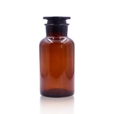 China Wholesale 60ml/125ml/250ml/500ml/1000ml Empty Wide Mouth Medicine Glass Bottle With Glass Cork for sale