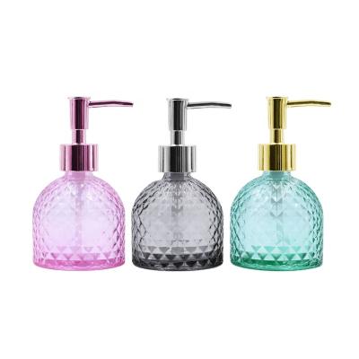 China Hot Selling Personal Care 200ml Colorful Glass Liquid Soap Pump Dispenser Bottle For Lotion Shampoo for sale