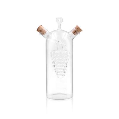 China Wholesale High Quality Qiality 60ml 330ml Two Layer Glass Wine Storage Bottle New Style High Grape Shape With Cork Airtight for sale