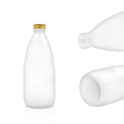 China High Qiality Wholesale 500ml Frosted Big Belly Clear Beverage Storage Fruit Wine Glass Cold Pressed Bottle With Aluminum Screw Top for sale