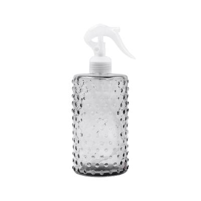 China Cosmetics wholesale 450ml gray transparent glass bottle with hand sanitizer pump head for sale