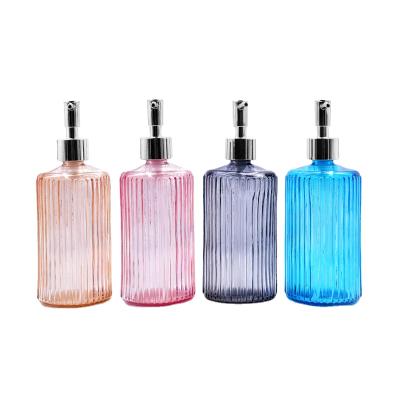 China Cosmetics 450ml Color Hand Sanitizer Disinfectant Soap Glass Bottle With Pump Head for sale