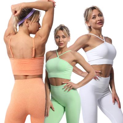 China 2022 New Arrivals Breathable Gym Sets Seamless Activewear Gym Yoga Bra Yoga Wear For Beautiful Ladies Sports Back Bras Viable for sale