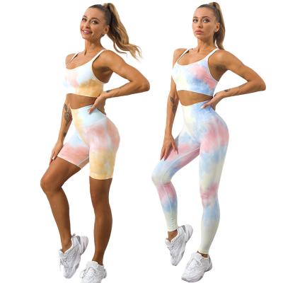 China 2022 Modes Design Stretch Breathable Four Way Fabric Smart Nylon Polyester Fiber Casual Yoga Wear TikTok Leggings Women Gym Seamless Set for sale