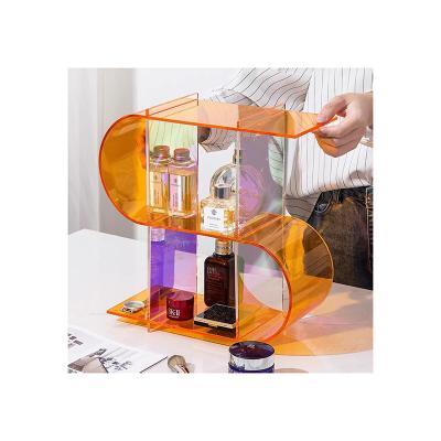 China Luxury Acrylic Makeup Desk Folding Organizer Perfume Vanity Holder Makeup Storage Box Cosmetic Makeup Organizer for sale