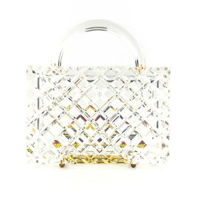 China Creativity 120cm luxury long chain fashion banquet evening maid price factory outlet bags transparent acrylic clutch bag for sale