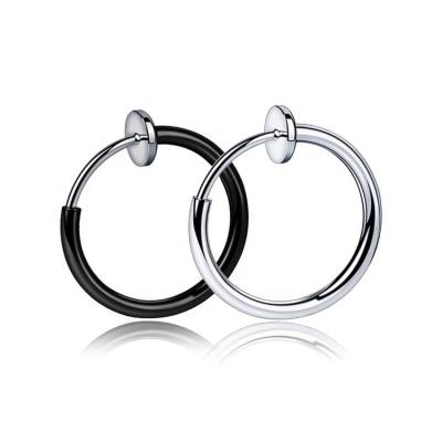 China TRENDY Stainless Steel Spring No Piercing Without Ear Holes Ear Clips Simple Titanium Steel Trend Round Earrings for sale