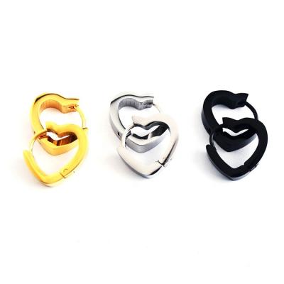 China TRENDY Latest Designs Hip Hop Earrings Titanium Steel Heart-Shaped Peach Heart Ear Buckle for sale