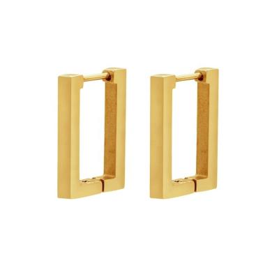 China Punk 2022 Stainless Steel Hand-Cut Mirror Polished Classic Model Rectangular Earrings For Women Ear Clasps for sale