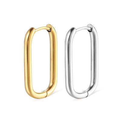 China Punk 2022 Trendy Abstract  Oval Shape  Girls Big Earrings Buckle Stainless Steel for sale