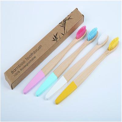 China Disposable Flat Wooden Handle Eco Raw Bamboo Toothbrush Bulk for sale