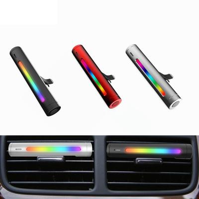 China Sounds Sensitive & Auto Voice Activated Aroma Diffuser Car RGB Light Music Diffuser LED Clip Air Fresheners With LED Atmosphere Aromatherapy Car Decorative Lamp for sale