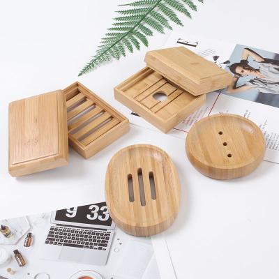 China Durable Eco-friendly Natural Tray Container Custom Logo Bamboo Soap Holder Dish Box Soap Dish For Bath Shower Dish for sale