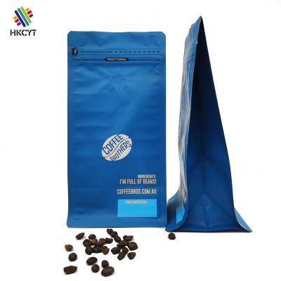 China Custom Waterproof Moisture Proof Aluminum Foil Square Bag Bottom Zipper With Valve Laminated Plastic Coffee Packing Pouch for sale