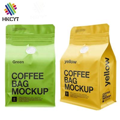 China Recyclable Customized Printing Square Bottom Coffee Bag Plastic Flat Bottom With Valve for sale