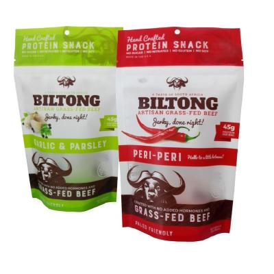 China Digital Moisture Proof Printing Matte Mylar Stand Up Beef biltong snack packaging jerky zipper pouch for sale