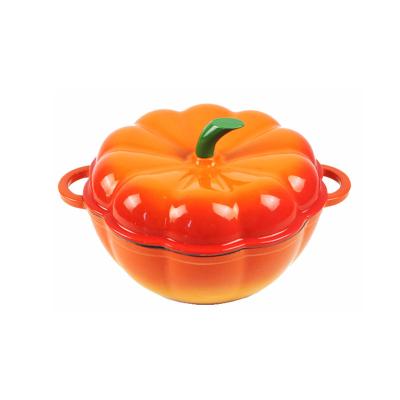 China Pumpkin and pepper sustainable shape cast iron cookware casserole set for sale