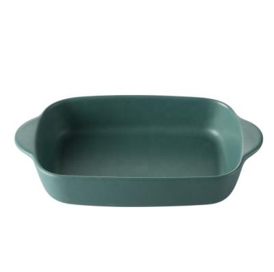 China Viable ceramic baking tray with two handles for sale