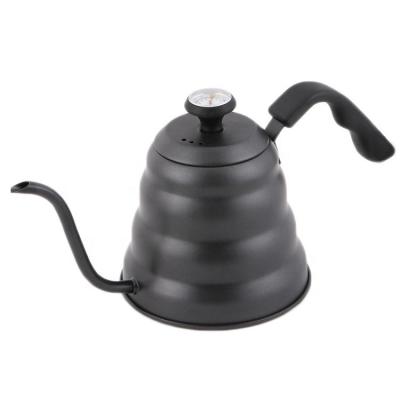 China 1L/1.2L Stainless Steel Goose Mouth Drop Coffee Kettle Thermometer Stocked Coffee Pot for sale