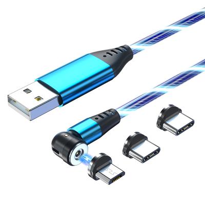 China 18W /3A Fast Charging 540 Degree Rotation Hot Selling Premium USB 3.0 USB LED Light Flowing Magnetic Charging Cable for sale