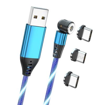 China 3a Faster Charge 1.5 Times Faster CE RoHS Certified 540 Degree USB 3.0 Flowing Lightweight Magnetic Type C Micro 3 In 1 USB Charging Cable for sale