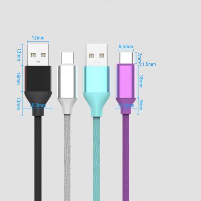 China Usb 3A Mobile Phone OEM Factory Fabric Braided A Data Cable Fast Charging To C MI Huawei And Vivo Phones for sale