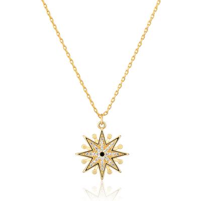 China TRENDY Ingenuity 18K gold plated eye star pendant radiance charm necklace for sale