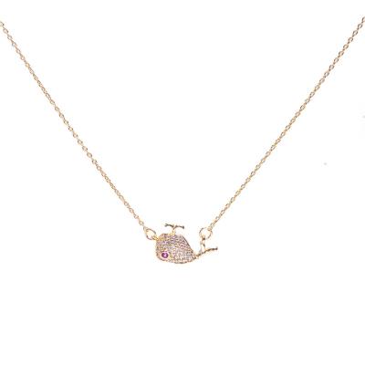 China TRENDY Quality workmanship 17 inches 18K gold plated Stone dolphin charm animal pendant necklace for sale