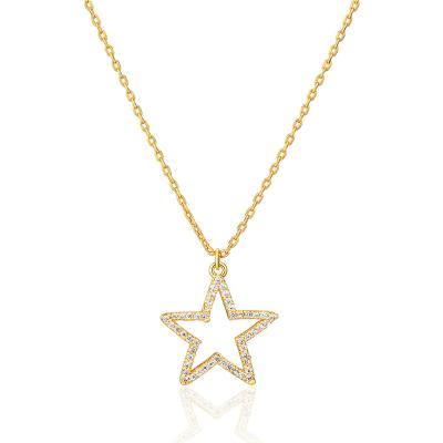 China TRENDY Attention detail 18K gold plated Filigree pave star charm necklace for sale