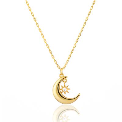 China TRENDY 18K gold plated Moon star pendant charm star charm night sky necklace for sale