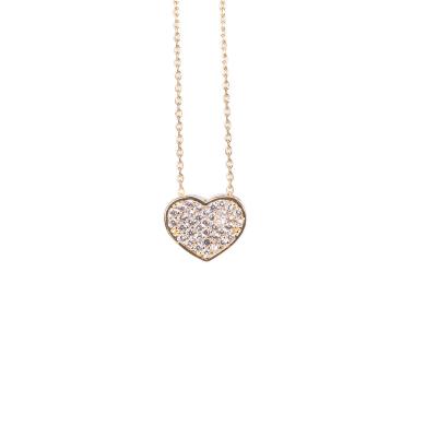 China TRENDY Support wholesale cheap 18K gold plated Pave heart charm necklace for sale