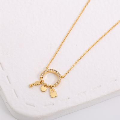 China TRENDY Various models 18K gold plated Lock heart and key cluster charm necklace for sale