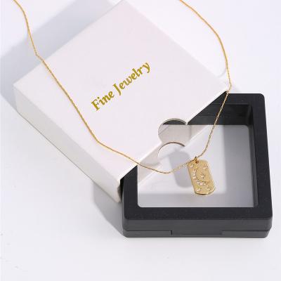 China TRENDY 18K gold plated Night sky dog charm textured moon textured star necklace for sale