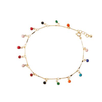 China TRENDY Fashion attractive design multi color beaded epoxy charm stick chain anklet for sale