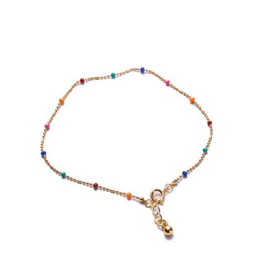 China TRENDY Elegant shape Multi color 18K GOLD PLATED epoxy ball chain anklet for sale