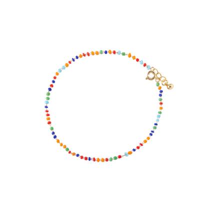 China TRENDY Fashionable patterns 18K GOLD PLATED Multi sead bead beaded chain anklet for sale