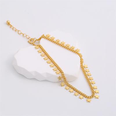 China TRENDY Modern design 18K GOLD PLATED Star statement curb chain anklet for sale