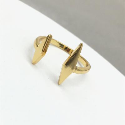 China TRENDY Elegant Fashion well polished 18K gold plated Double diamonds open ring for sale