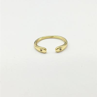 China TRENDY High solid color GOLD/CRYSTAL well polished open ring adjustable  eye ring for sale