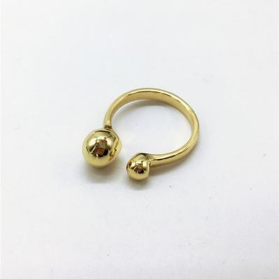 China TRENDY Fresh and beauty18K gold plated  Well polished double balls open ring for sale