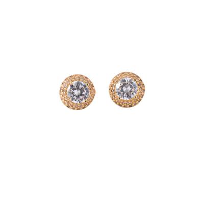 China TRENDY Western style 18K gold plated Big round stone in centre post crystal earring for sale