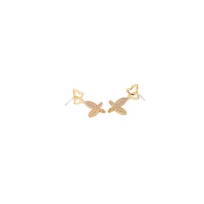 China TRENDY Modern design 18K gold plated Two butterflies playing earring for sale